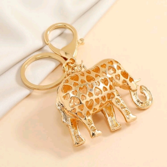 Black with Rhinestones Elephant Charm Keychain - Picture 2 of 8